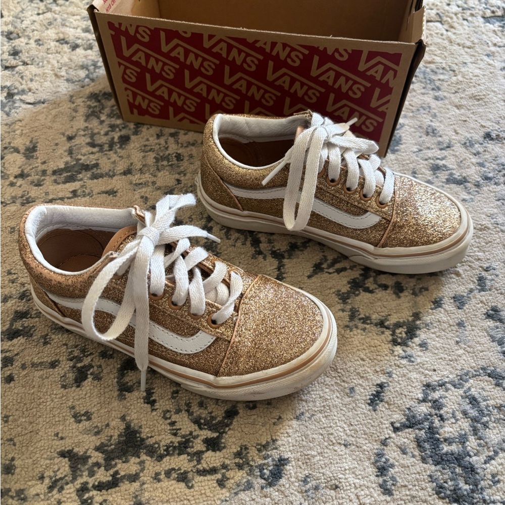 Vans Sparkling Gold Sneakers with White Laces